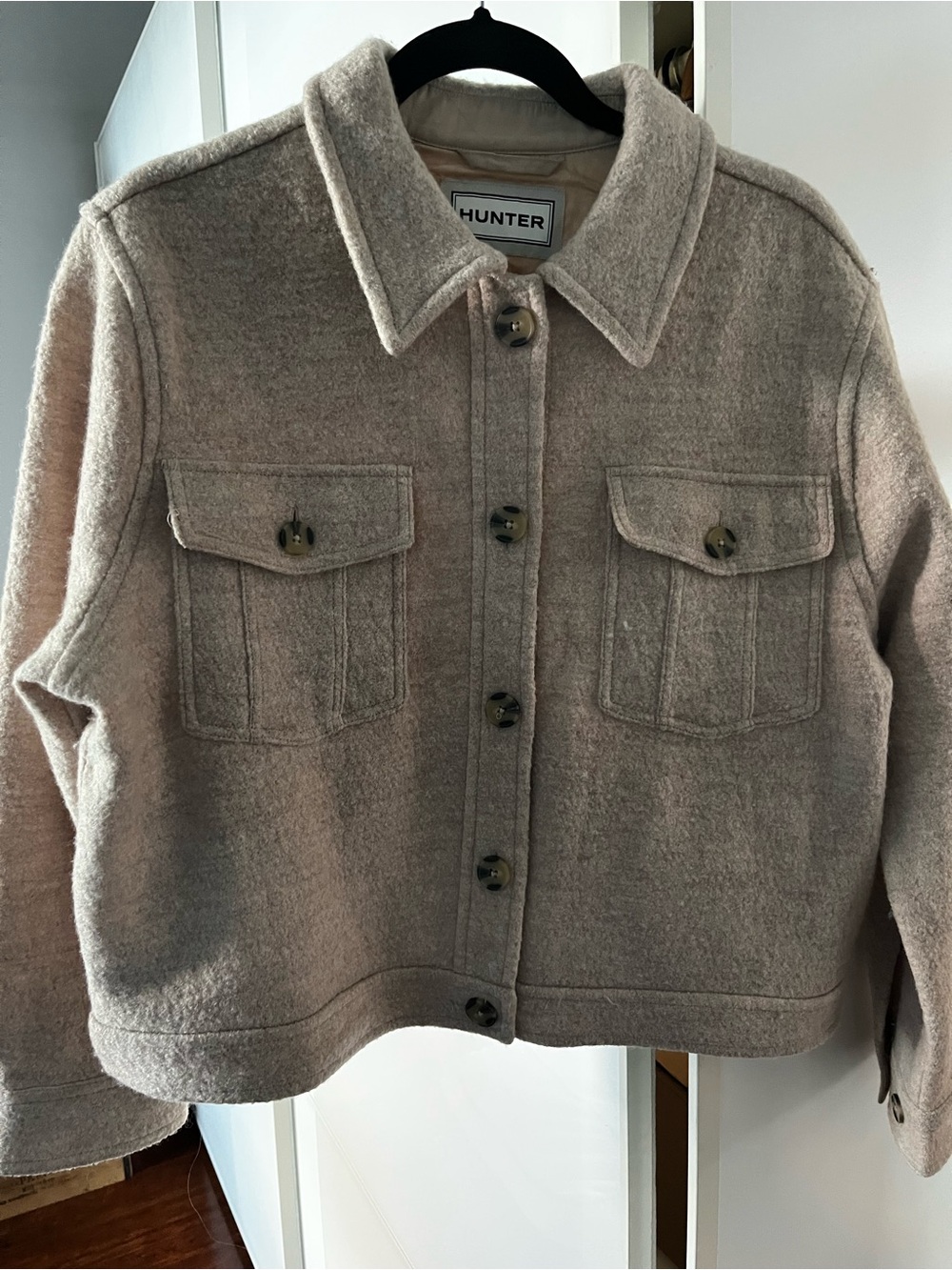 Hunter Beige Wool Button-Front Jacket